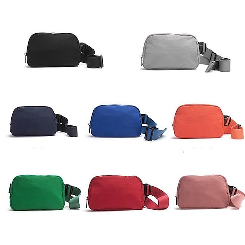 

Herre Dame Crossbody-veske Brystveske Nylon utendørs Daglig Glidelås Vanntett Holdbar Helfarge Sølv Svart Rosa