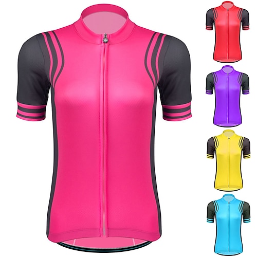 

21Grams Femme Maillot Velo Cyclisme Manche Courte Cyclisme Top avec 3 poches arrière VTT Vélo tout terrain Vélo Route Respirable Evacuation de l'humidité Séchage rapide Bandes Réfléchissantes Jaune