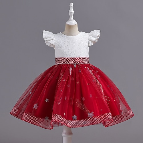 

Bambino (1-4 anni) Da ragazza Vestito da festa Lustrini Vestito da festa Al ginocchio Vestito Prestazioni Con lustrini Girocollo Manica corta stile sveglio Vestito 3-7 anni Primavera Rosa Rosso Blu