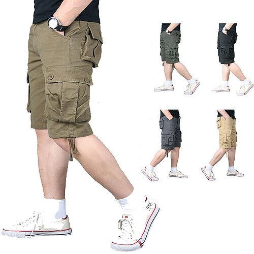 

Men's Cargo Shorts Shorts Beach Shorts Hiking Shorts Multi Pocket Straight Leg Solid Colored Comfort Wearable Outdoor Daily Sports Stylish ArmyGreen Black