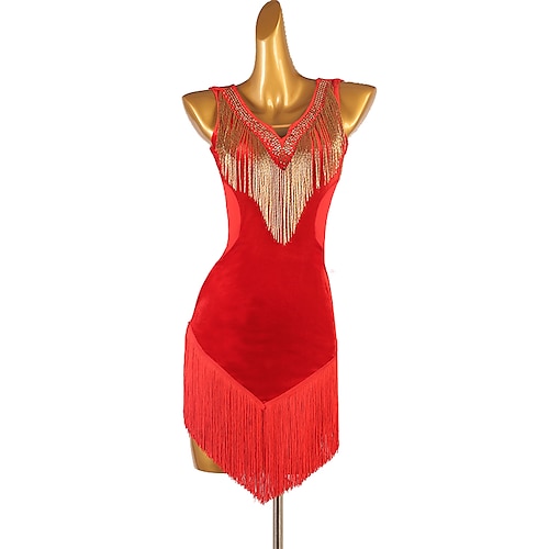 

Latindans Latin salsadans Kjole Dusk Krystall / Rhinestone Dame Ytelse Trening Ermeløs Spandex