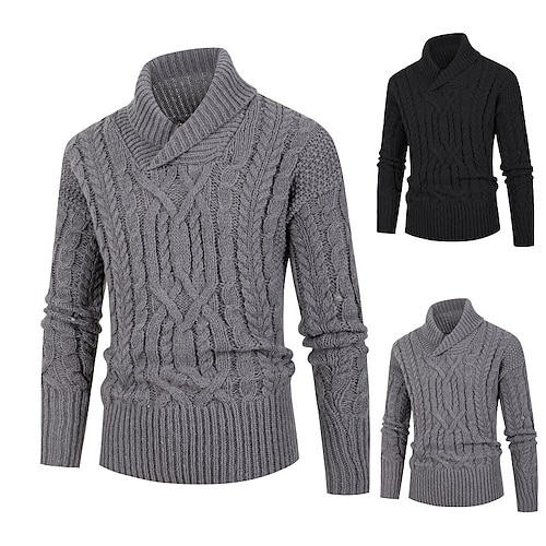 

Per uomo Felpa Pullover Maglione A coste Maglia Lavorato a maglia Liscio A collo alto Moda Informale Da tutti i giorni Da mare Abbigliamento Autunno inverno Nero Grigio M L XL