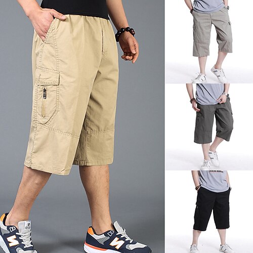 

Homme Short Cargo Short Pantalons Capri Shorts de Randonnée Taille elastique Multi poche Plein Confort Vestimentaire Mollet Extérieur du quotidien Sortie Sportif mode Noir Vert