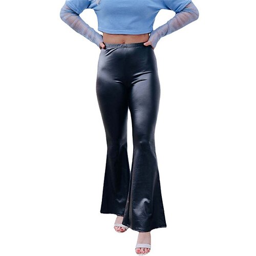 

Per donna Zampa di elefante Pantaloni Pantaloni casual leggings svasati PU (Poliuretano) Nero Classico Moderno Ufficio Giornaliero Per uscire Media elasticità Liscio S M L XL