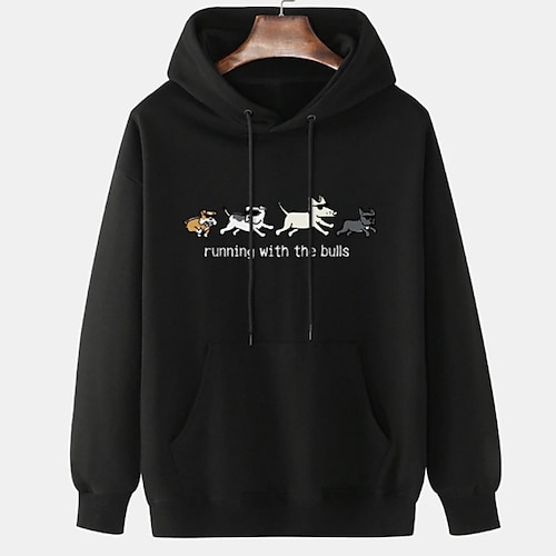 

Men's Hoodie Black White Pink Beige Hooded Dog Graphic Prints Sports Outdoor Daily Sports Hot Stamping Basic Streetwear Casual Spring Fall Clothing Apparel Hoodies Sweatshirts