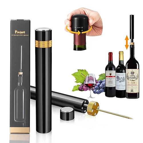 

Air Pressure Pump Wine Bottle Opener Portable Stainless Steel Pin Easy Cork Remover Corkscrew for Home Party Wine Lovers Tools