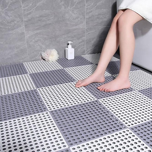

Interlocking Rubber Floor Tiles with Drain Holes DIY Size Bathroom Shower Toilet Floor Tiles Mat Interlocking Massage Soft Cushion Floor Tiles for Indoor/Outdoor