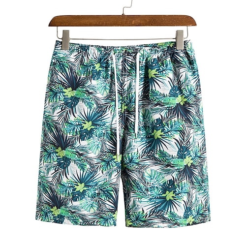 

Herre Surfeshorts Badeshorts Sommershorts Strandshorts Snorer Elastisk midje 3D-utskrift Grafisk Blad Pustende Myk Kort Avslappet Daglig Ferie Hawaiisk Grønn Mikroelastisk