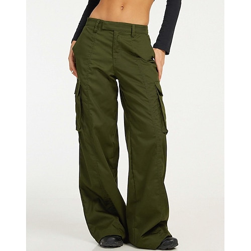 

Per donna Pantaloni cargo cascante Verde Di tendenza Casual / quotidiano Media elasticità Lunghezza intera Comfort Liscio S M L XL 2XL
