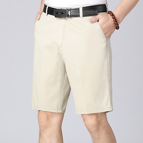 

Herre Chino Shorts Dress Shorts Arbeidshorts Shorts til golfbruk Lomme Rett ben Ensfarget Komfort Anvendelig Knelengde utendørs Daglig 100 % bomull Gatemote Stilfull Svart Kakifarget