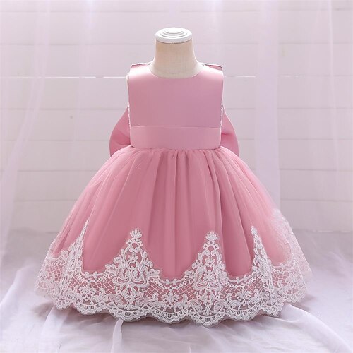 

Bambino (1-4 anni) Da ragazza Vestito da festa Tinta unica Abito in tulle Al ginocchio Vestito Prestazioni Nodo della cravatta Girocollo Senza maniche Adorabile Vestito 3-7 anni Primavera Multicolore