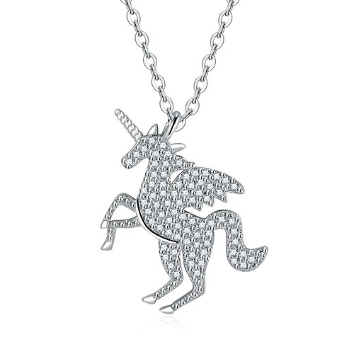 

Halskædevedhæng Rhinsten Rhinsten S925 Sterling Sølv Dame Årgang Mode Sød Stil geometrisk enhjørning Geometrisk form Halskæder Til Bryllup Gade Daglig