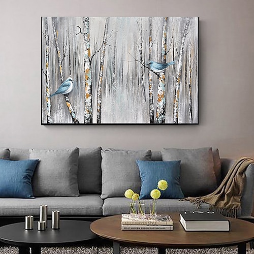 

Handmade Oil Painting Canvas Wall Art Decoration Modern Abstract Flowering Bird Forest Landscape for Home Decor Rolled Frameless Unstretched Painting