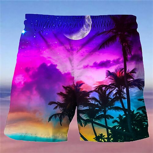 

Per uomo Pantaloncini da mare Boxer da mare Pantaloncini estivi Pantaloncini da spiaggia con fodera in rete Vita elastica Stampa 3D Pop art Albero di cocco Piante Traspirante Morbido Breve Informale