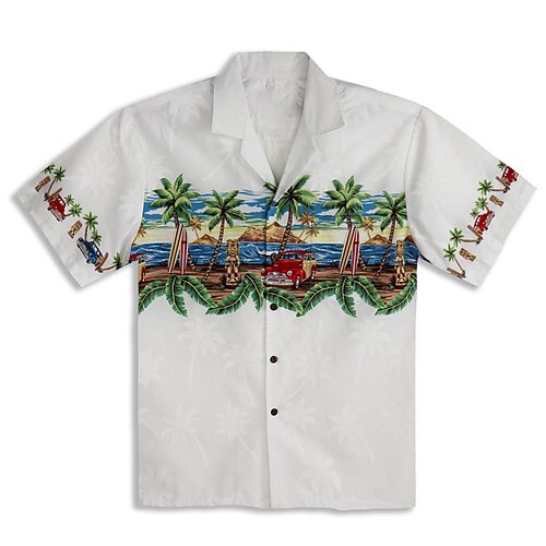

Men's Shirt Summer Hawaiian Shirt Coconut Tree Graphic Prints Turndown White Casual Holiday Short Sleeve Button-Down Print Clothing Apparel Tropical Fashion Hawaiian Soft