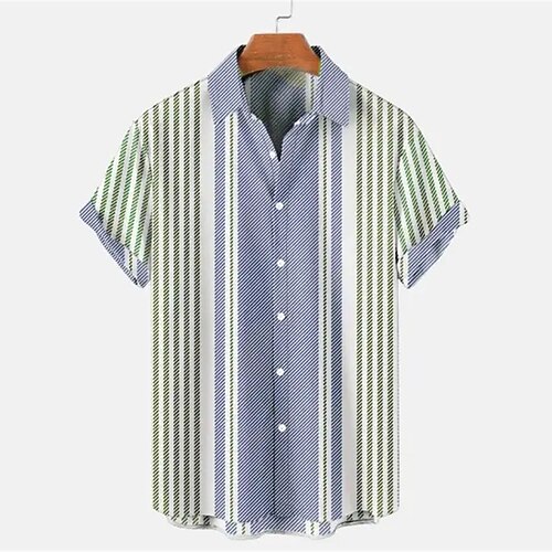

Men's Shirt Summer Hawaiian Shirt Striped Graphic Prints Monster Boat Turndown Yellow Green Outdoor Street Short Sleeves Button-Down Print Clothing Apparel Tropical Fashion Hawaiian Designer