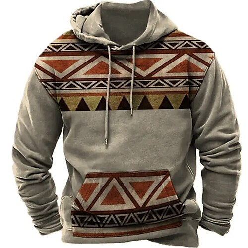 

Men's Pullover Hoodie Sweatshirt Brown Hooded Geometric Graphic Prints Print Daily Sports 3D Print Basic Streetwear Designer Spring Fall Clothing Apparel Hoodies Sweatshirts