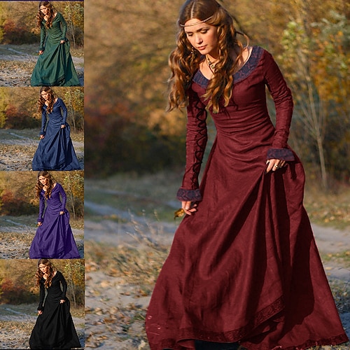 

Outlander Medieval 18th Century Vintage Dress Dress Women's Costume Vintage Cosplay Party & Evening Festival Long Sleeve Maxi Dress Halloween