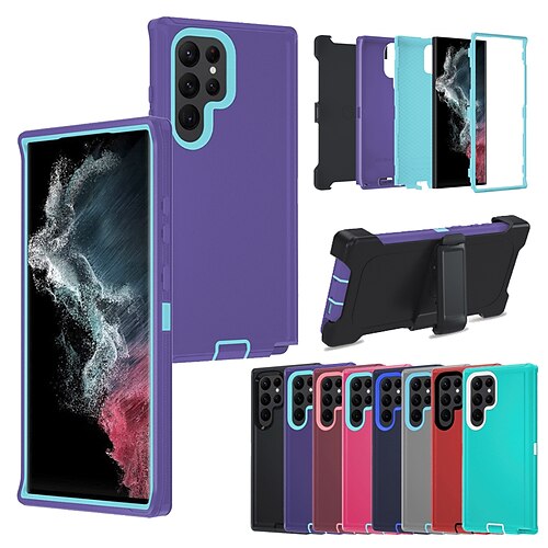 

Phone Case For Samsung Galaxy Back Cover S23 Ultra Plus Portable Anti-lost Four Corners Drop Resistance Solid Colored TPU PC