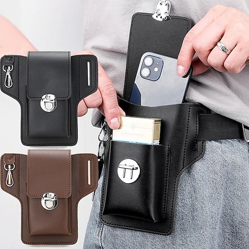 

Vintage Leather Waist Bag Cellphone Loop Holster Mens Belt Bag Phone Pouch Wallet Phone Case for IPhone Samsung Huawei General
