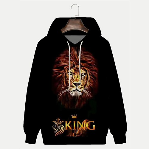 

Hombre Sudadera Con Capucha Negro Con Capucha Animal León Estampados Estampado Diario Deportes Impresión 3D Básico Ropa de calle Design Primavera Otoño Ropa Sudaderas con capucha Sudaderas