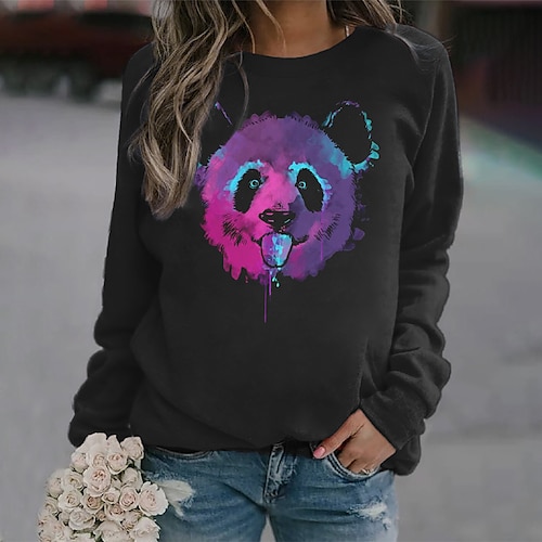 

Animal Panda Moletom pulôver de gola redonda Anime Clássico Estilo de rua Moletom Para Mulheres Adulto Impressão 3D 100% Poliéster Casual / Diário