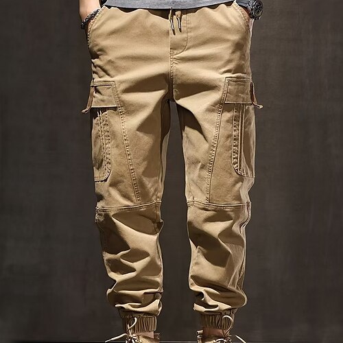 

Per uomo Pantaloni cargo Pantaloni Tasche A cordoncino Vita elastica Liscio Comfort Esterno Giornaliero Per uscire Di tendenza Streetwear Cachi Grigio scuro