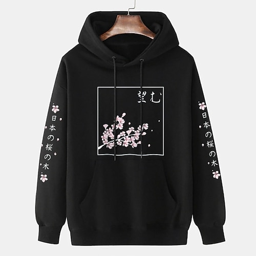 

Herre Hattetrøje Sort Lyserød Hætte Blomstret Grafiske tryk Sport & Udendørs Daglig Sport Varm Stempling Basale Gade Afslappet Forår & Vinter Tøj Hættetrøjer Sweatshirts