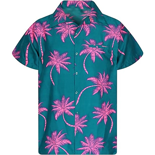 

Men's Shirt Summer Hawaiian Shirt Coconut Tree Graphic Prints Turndown Wine Pink Dusty Rose Red Royal Blue Casual Holiday Short Sleeve Button-Down Print Clothing Apparel Tropical Fashion Hawaiian Soft