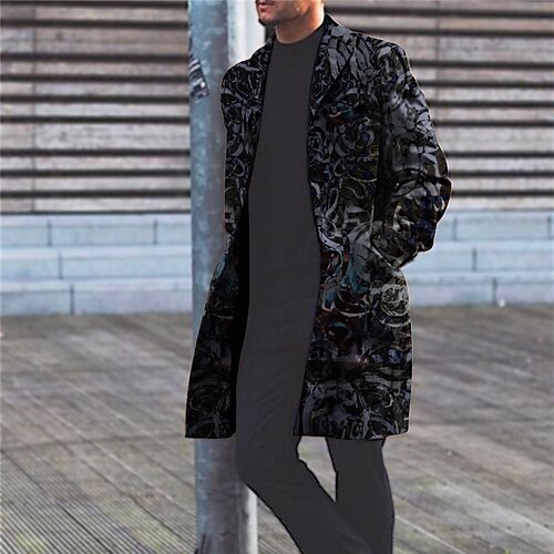 

Per uomo Cappotto Tenere al caldo Ufficio Monopetto Stampe astratte Grafica stampata in 3D Collo ripiegabile Di tendenza Giacca Capispalla Manica lunga Tasche Autunno inverno