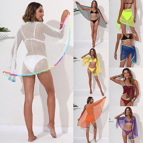 

Women's Swimwear Cover Up Normal Swimsuit Cut Out Solid Color Black White Blue Purple Orange Bathing Suits Sports Summer