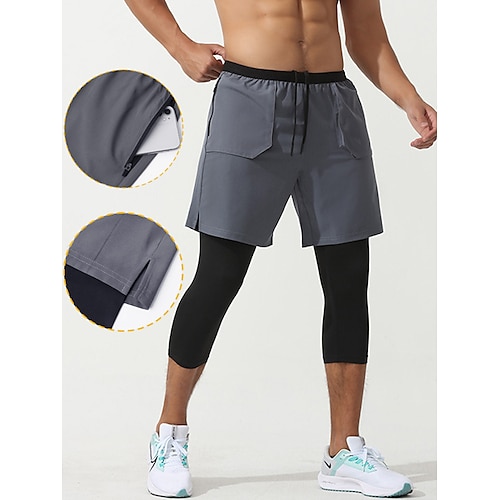 

Per uomo Pantaloni a compressione Pantaloncini da corsa con collant A cordoncino 2 in 1 3/4 Collant / Corsari Sportivo Athleisure Elastene Traspirante Elasticizzato Asciugatura rapida Fitness