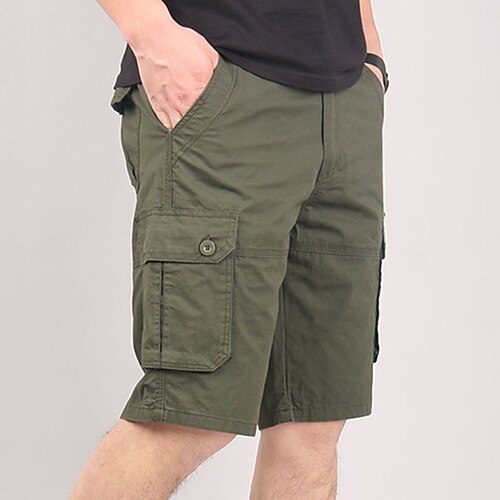 

Men's Cargo Shorts Shorts Hiking Shorts Multi Pocket Plain Comfort Wearable Knee Length Casual Daily Going out Cotton Blend Sports Stylish ArmyGreen Black