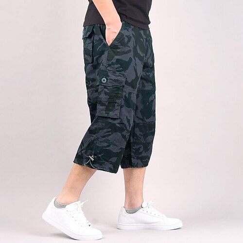

Men's Cargo Shorts Shorts Capri Pants Hiking Shorts Elastic Waist Multi Pocket Plain Comfort Wearable Casual Daily Going out Cotton Blend Sports Stylish Black Camouflage