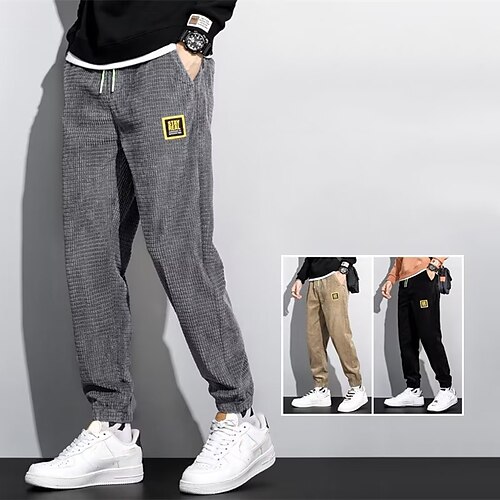 

Per uomo Pareggiatore Pantaloni di velluto a coste Pantaloni Pantaloni casual Tasche A cordoncino Vita elastica Liscio Comfort Traspirante Giornaliero Per eventi Per uscire Velluto a coste Streetwear