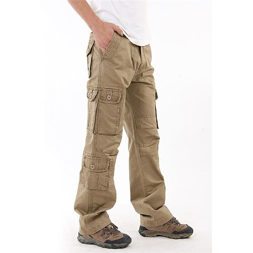 

Per uomo Pantaloni cargo Pantaloni Multi tasca Gamba dritta Tinta unita Comfort Indossabile Esterno Giornaliero 100% cotone Sportivo Moda Verde militare Nero