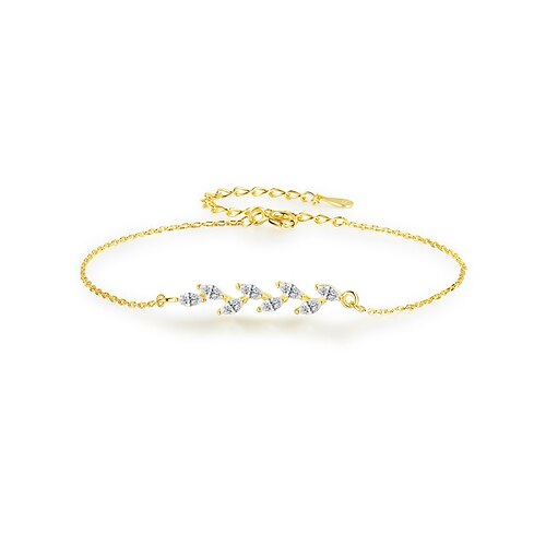 

Per donna Chiaro Zirconi Bracciale Classico A foglia Di tendenza Semplice Argento sterling S925 Gioielli braccialetto Argento / Oro Per Feste Fidanzamento
