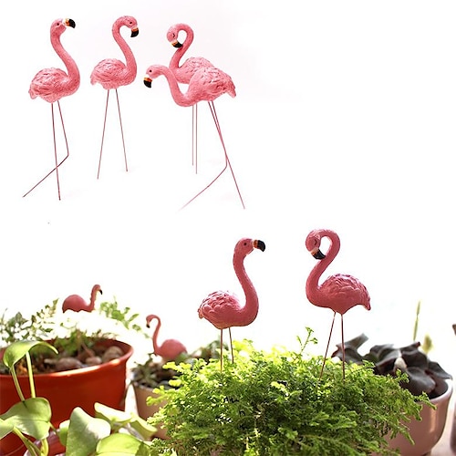 

série flamingo micro-paisagem jardinagem diy acessórios de paisagismo ornamentos de resina de flamingo elegantes e fofos