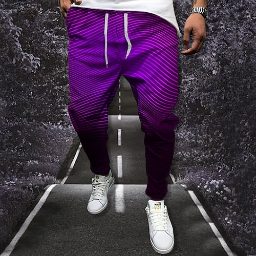 

Per uomo Pareggiatore Pantaloni Pantaloni casual A cordoncino Vita elastica Stampa 3D Banda Stampe astratte Comfort Informale Giornaliero Abbigliamento di strada Essenziale Di tendenza Blu Viola