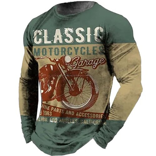 

Per uomo maglietta Magliette Pop art Moto Girocollo Abbigliamento Stampa 3D Esterno Informale Manica lunga Stampa Vintage Di tendenza Originale