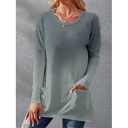 

Per donna Vestito casual Abito a T shirt Vestito a trapezio Ambra Tasche Stampa Girocollo Mini abito Attivo Di tendenza Esterno Giornaliero Manica lunga Morbido Blu Viola Arancione Estate Primavera S