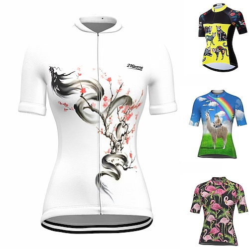 

21Grams Femme Maillot Velo Cyclisme Manche Courte Cyclisme Top avec 3 poches arrière VTT Vélo tout terrain Vélo Route Respirable Séchage rapide Evacuation de l'humidité Bandes Réfléchissantes Blanche