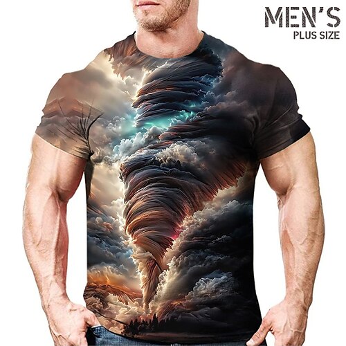 

Herre Plusstørrelser T-shirt Stor og høj Grafisk Rund hals Kortærmet Forår sommer Årgang Gade Bekvem Afslappet Sport Toppe