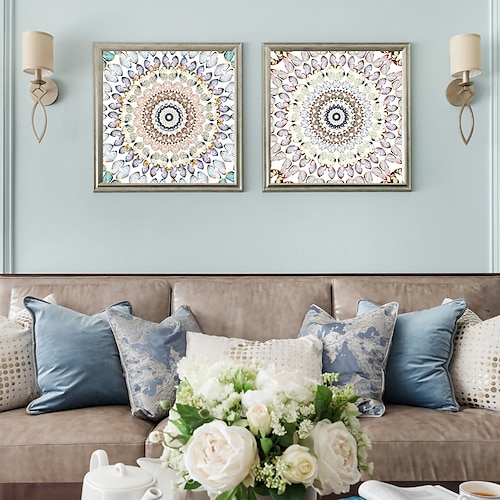 

2 Panels Geometric Prints Wall Art Modern Picture Home Decor Wall Hanging Gift With Inner Frame 12'' x 12'' (30x30cm