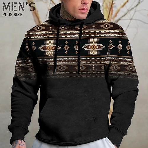 

Per uomo Plus Size Felpa con cappuccio pullover Grande e alto Stampa 3D Con cappuccio Manica lunga Primavera & Autunno Essenziale Di tendenza Streetwear Comodo Da tutti i giorni Da mare Top