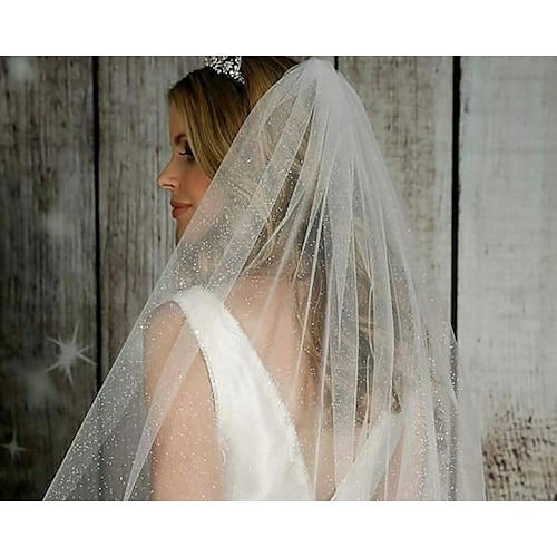 bridal glitter veil cathedral ivory shinny veil 120'' inches bride