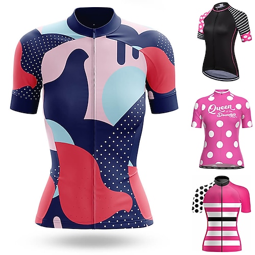 

21Grams Mulheres Camisa para Ciclismo Manga Curta Moto Blusas com 3 bolsos traseiros Ciclismo de Montanha Ciclismo de Estrada Respirável Secagem Rápida Pavio Humido Tiras Refletoras Preto Rosa claro