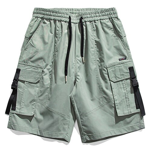 

Per uomo Pantaloncini modello cargo Pantaloncini A cordoncino Vita elastica Multi tasca Liscio Comfort Traspirante Lunghezza del ginocchio Esterno Giornaliero Per uscire Sportivo Moda Verde militare