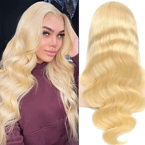 

613 blonde front paryk menneskehår 13x4 hd body wave blond blonde front parykker menneskehår forplukket med babyhår 613 frontal paryk 150% tæthed brasiliansk jomfruhår til kvinder 22 tommer