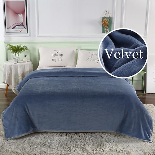 

Terciopelo suave color sólido ropa de cama simple manta para el hogar sala de estar dormitorio aire acondicionado cama mantas para sofá todas las estaciones manta ligera súper suave y acogedora para